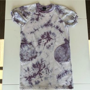 Purple Tie-Dye T-Shirt Dress w/ Pockets, Size Small